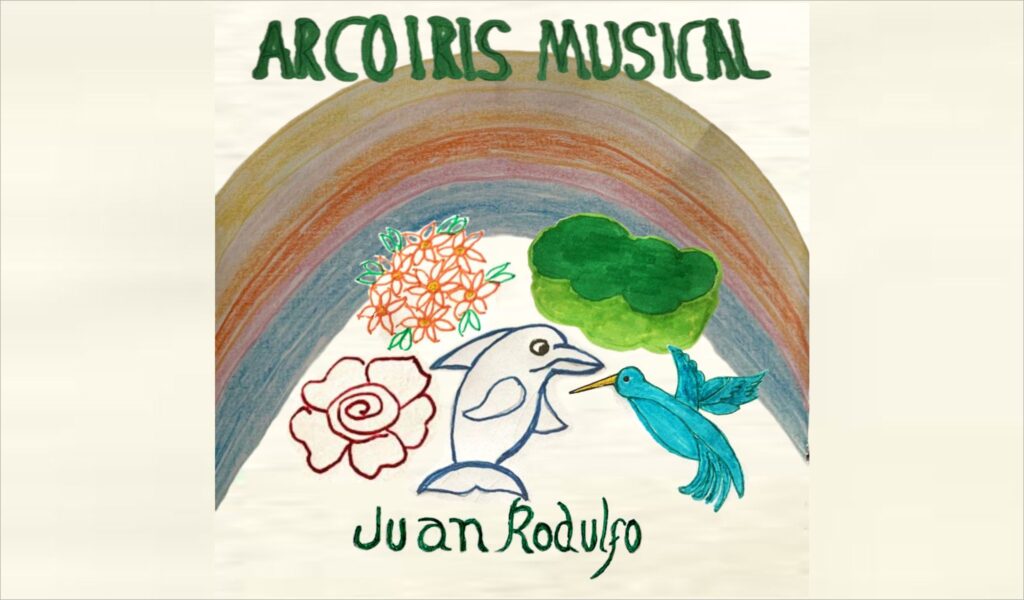 Juan Rodulfo Music, the Album Arcoiris Musical is Jazz Motivational Inspirational Relaxing Music, made with AIVA AI, Cover designed by Briceida Moya Juan's Mother