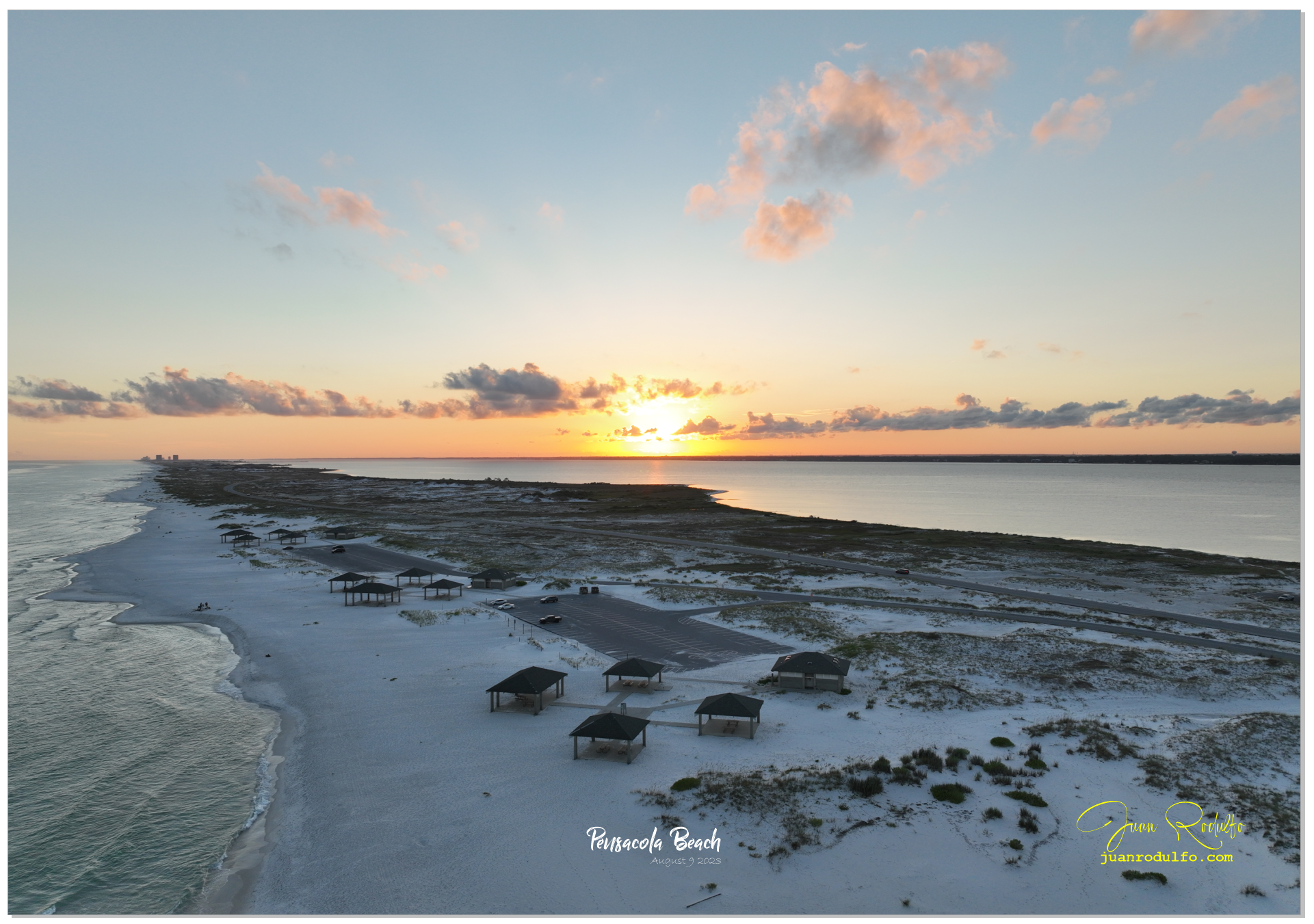 Pensacola Beach Sunset Aerial Wall Art – Modern Coastal Décor Statement Piece