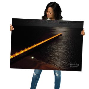 Moonlit Pier Reflections – Coastal Nightscape by Juan Rodulfo