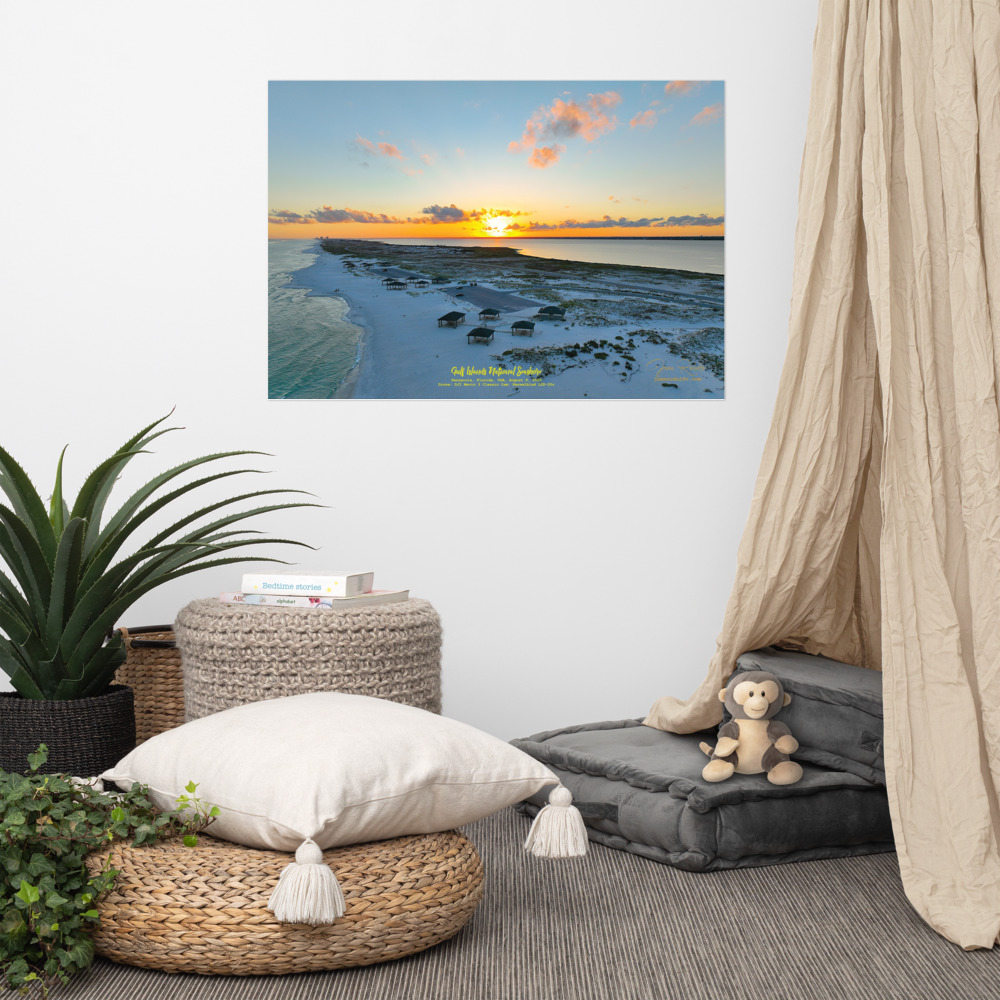 Pensacola Beach Sunset Aerial Wall Art – Modern Coastal Décor Statement Piece