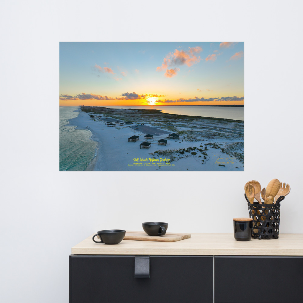Pensacola Beach Sunset Aerial Wall Art – Modern Coastal Décor Statement Piece