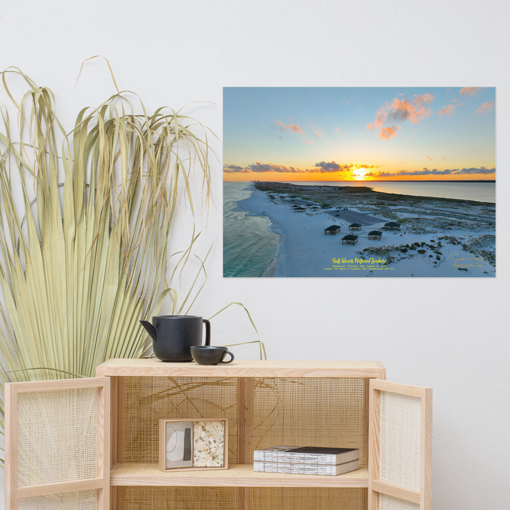 Pensacola Beach Sunset Aerial Wall Art – Modern Coastal Décor Statement Piece