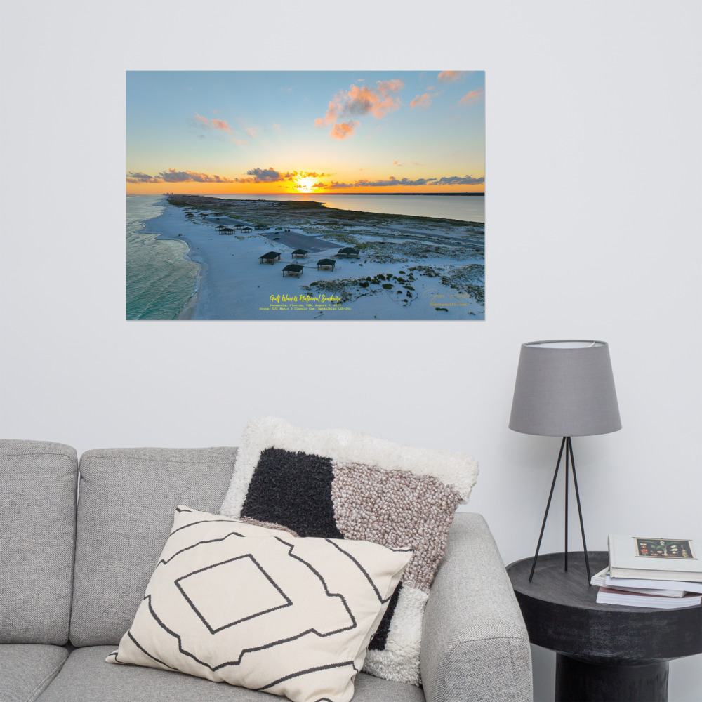 Pensacola Beach Sunset Aerial Wall Art – Modern Coastal Décor Statement Piece