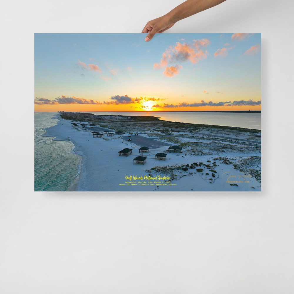 Pensacola Beach Sunset Aerial Wall Art – Modern Coastal Décor Statement Piece