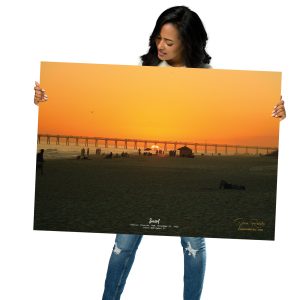Destin Beach Sunset at Pier – Golden Hour Coastal Wall Art | Orange Sky Photography Print