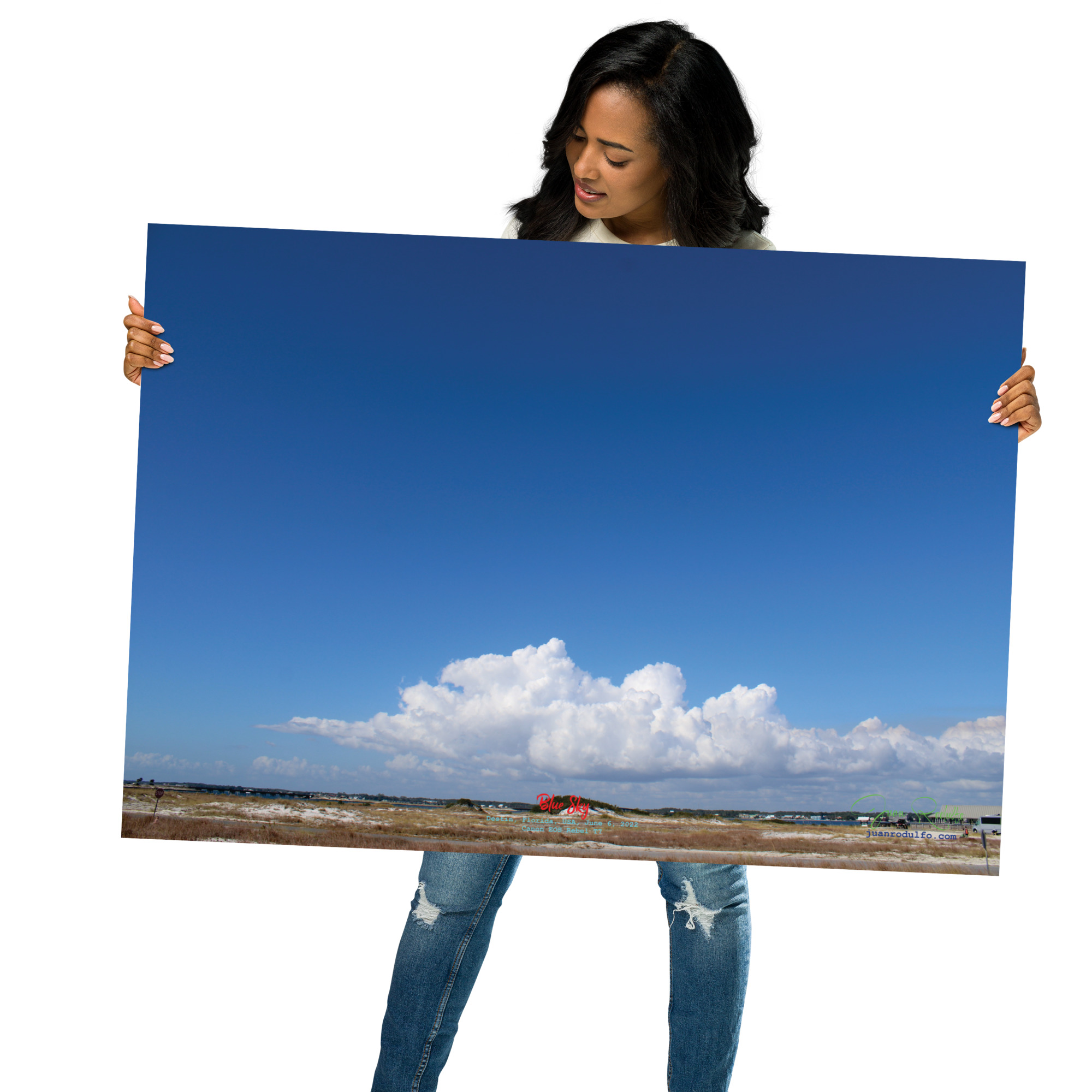 Blue Sky Destin | Minimalist Cloud Photography Wall Art and Calming Florida Landscape Print